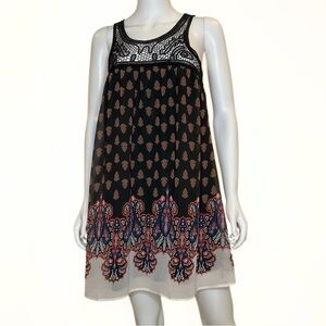 Blu Pepper Paisley Crochet Tunic Top Dress Womens SZ M Midnight Fairy Boho Goth